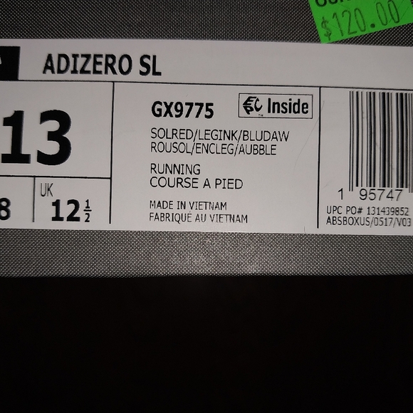 New Adidas Men's Adizero SL Size 13 NWT - Picture 8 of 8